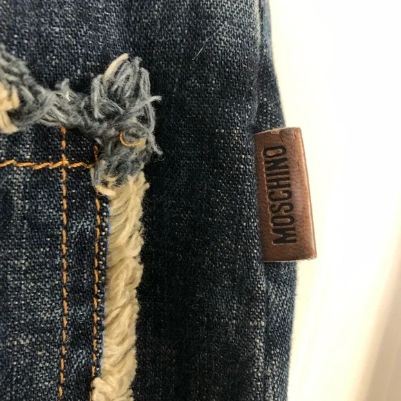 Moschino | NWT Two Tone Frayed Seam Donna Denim Jeans Size 8 - Picture 9 of 14